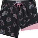 maamgic 2 in 1 Mens Swim Trunks 7 Inch Swim Shorts Swim Suits Board Shorts (X-Large, Party Night-black)