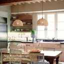 Hemp Rope Woven Pendant Light Woven Light Fixture Boho Chandelier Light Fixture Wicker Pendant Lights Rattan Lights Pendant Dome Wicker Chandelier for Dining Room Kitchen Island(Bulb Incl.