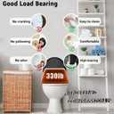 Toilet Seat Rround 16.5inch Soft Close Toilet Lid Round PP Material Safe & Easy Clean & Quick Installation, Sturdy Accessories Never Loosen 2 Years Support, Black