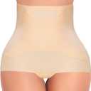 GTYOON Shapewear Tummy Control Underwear for Women Seamless Shaping High Waisted Panties Slimming Stripe Lace Panty (US, Alpha, X-Large, Regular, Regular, Beige-high control) XL