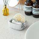 MyGift Modern White Resin Sponge Holder for Kitchen Sink, Countertop Dish Sponge Holder with 2 Compartments and Marble Pattern