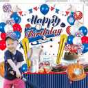 Baseball Birthday Party Decorations, Baseball Balloons Party Supplies, Including 40 Navy Blue Balloons, Theme Background, Tablecloth, Happy Birthday Banner, Cupcake/Cake Toppers
