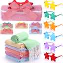 Kinlop Summer Pool Gift Sets Include 6 Summer Beach Towels 6 Colorful Star Eye Sunglasses 6 Gift Cards and 6 Red Buffalo Plaid Ribbons for Hawaii Beach Pool Party Supplies