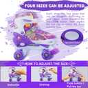 Kids Roller Skates Girls, 4 Sizes Adjustable Toddler Roller Girls Skates Outdoor Indoor for Youth and Children, Patines para Nias with Light up Wheels (Large - Youth (3Y-6Y US))