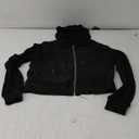 Women's Cropped Zip Up Hoodie Casual Long Sleeve Workout Hooded Sweatshirt Coat (Medium, Black)