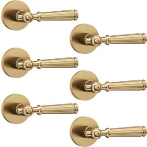 Asidrama 6 Pack Champagne Bronze Privacy Door Handle with Lock