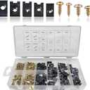 170 PCS Car U-Clip and Screw Kit, 9 Sizes Rust-Proof Fasteners for Dashboard Door Panel, Perfect Fit Anti-loosening Bolt Replacement, Universal for Most Cars Repair Accessory (Multicolored)