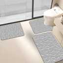 3PCS Absorbent Bath Mat, Quick Dry Non Slip Bath Rug, Grey, Size: 1'8" x 2'8" (Rectangular)
