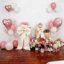 Ivory Bow Decor 2 Pack,Large & Small Coquette Room Backdrop Wall Decor for Valentine's Day Bachelorette Bridal Shower Wedding Birthday Christmas Decorations