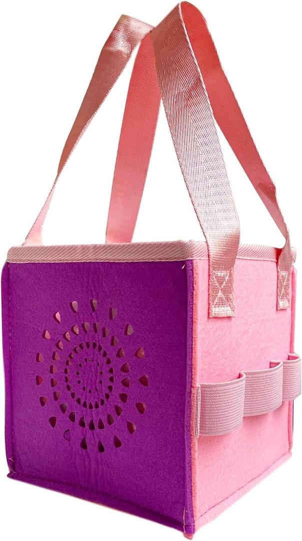 Portable Travel Carrying Case for Tonies Box & Figurines - Pink Felt Handbag, Travel Toy Storage Bag