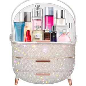 Ptesly Teen Girls Gift Makeup Organizer,Skincare Organizer Jewelry Storage,Cosmetics Storage and Display Case,Make Up Holders and Organizers for Countertop,Bathroom Organizer (Pearl White)