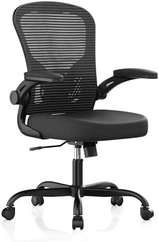 Office Chair, Ergonomic Desk Chairs 330LBS Capacity High Back Mesh Computer Chair with Flip-up Armrests, Comfy Work Chair with Adjustable Lumbar Support, Rolling Chair