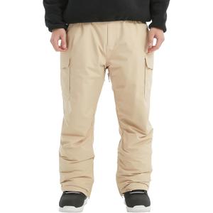 Men's Snow Pants Waterproof Insulated for Winter Outdoor Skiing Snowboarding Ski Pant (Medium, Beige)