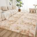 Litanika 6x9 Shag Area Rug for Living Room Bedroom, Tie-Dyed Beige High Pile Soft Plush Shaggy Furry Cream Bedside Playroom Dorm Carpet, Non-Slip, Non-Shedding Modern Indoor Floor Rug