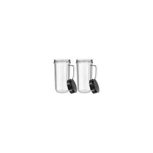 2 Pack Magic Bullet Blender Cups Tall 22oz Cup with Flip Top To-Go Lid Replacement Part Cup Mug with Handle Compatible with 250w MB1001 Magic Bullet Mugs & Cups Blender Milk Juicer Mixer Accessories