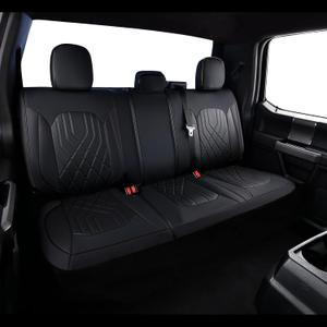 Ranger Seat Covers, for 2019-2023 Ford Ranger XLT XL Lariat Crew Cab, Napa Leather Seat Protector (Rear Only, Black Rear)