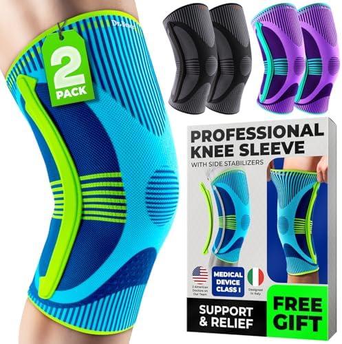 DR. BRACE ELITE Knee Brace with Size Stabilizer (2 Pack) Knee Brace for Women & Men, Workout, Sports, Daily Knee Compression Sleeve for Maximum Knee Pain Support & Fast Recovery (Zeus, XXXL)