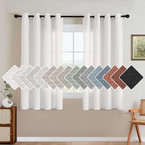 H.VERSAILTEX Elegant Natural Linen Blended Energy Efficient Light Filtering Linen Textured Semi Sheer Curtains/Nickel Grommet Window Treatments Panels/Drapes (Set of 2, Heathered White, 52" x 54")