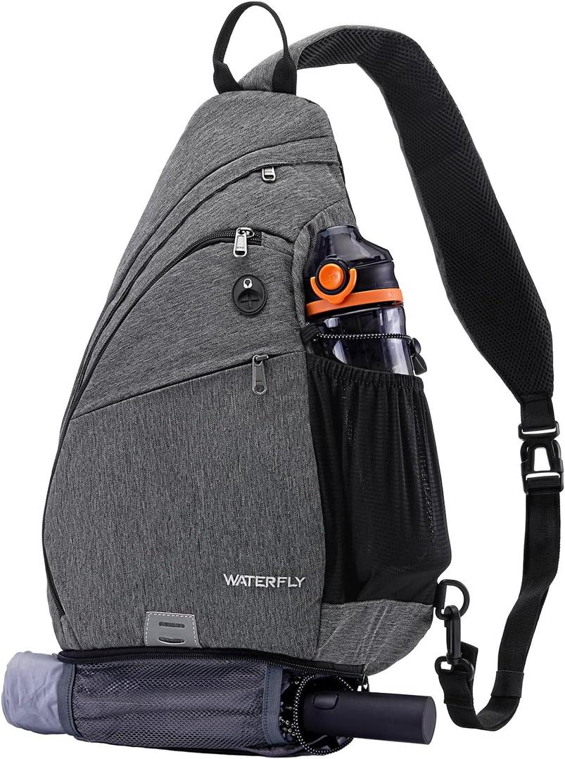 WATERFLY Sling Bag Crossbody Backpack: Over Shoulder Daypack Casual Cross Chest Side Pack