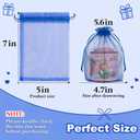 Crweety 50 Pcs Organza Bags 5x7, Royal Blue Small Mesh Gift Bags Drawstring | Use for Jewelry Candy Soap Treat Sachet, Sheer Party Favor Goodie Pouches, for Wedding Baby Bridal Shower Birthday Halloween, 1 Count