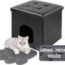 MEEXPAWS Cat Litter Box Enclosure Furniture Hidden, Cat Washroom Bench Storage Cabinet Small 19.7'' x 19.7'' x 19.7''| Dog Proof | Waterproof Inside | Easy Clean | Easy Assembly | Odor Control(Black)