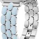 Wearlizer Metal Band Compatible with Apple Watch Bands for Women 40/38/41/42/44/45/46/49mm, Enamel Stainless Steel Strap for iWatch Series 11-1 SE/Ultra