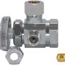 Eastman Multi-Turn Dual Outlet 3-Way Shut-Off Valve, 1/2 Inch FIP x 3/8 Inch OD Compression x 1/4 Inch OD Compression, Chrome Plated, 04320LF