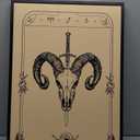 SERIMINO Witchy Framed Wall Art, Aries Tarot Canvas Prints Paintings, Horoscope Dark Academia Home Decor Aesthetic, 12X16inch Gothic Wall Decor for Room
