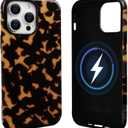 NITITOP Compatible with iPhone 13 Pro Max Case Magnetic Compatible with MagSafe Cute Leopard Amber Aesthetic Tortoise Design for Women Men Girls Soft TPU Shockproof Protective Cover - Flame