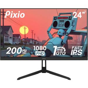 Pixio PX248 Wave 24 inch 200Hz Refresh Rate FHD 1080p Resolution Fast IPS Panel 1ms GTG Response Time Gaming Monitor with Adaptive Sync (Black)