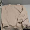 Women's Casual Crewneck Sweatshirts 2025 Spring Fall Clothes Long Sleeve Side Slit Workout Fleece Pullover Tops (Medium, Light Coffee)