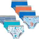 Hanes boys Potty Training Underwear, Light Leaks Toddler Cotton Briefs and Boxer Briefs, Multi-pack (4-5T, Briefs - Blue/Orange - 7 Pack)