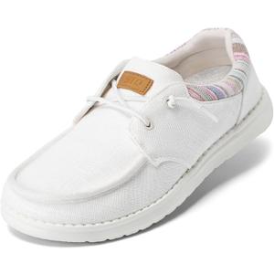 STQ Women's Lace up LoafersOrthopedic Comfotable Ultralight Boat Casual Shoes with Arth Support (9.5, White)