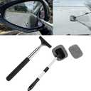 Car Rearview Mirror Wiper 2 Pack Universal Automotive Car Accessories Telescopic Auto Mirror Squeegee Cleaner 98cm Long Handle Portable Car Cleaning Tool Mirror Glass Water Mist Cleaner (Black01)