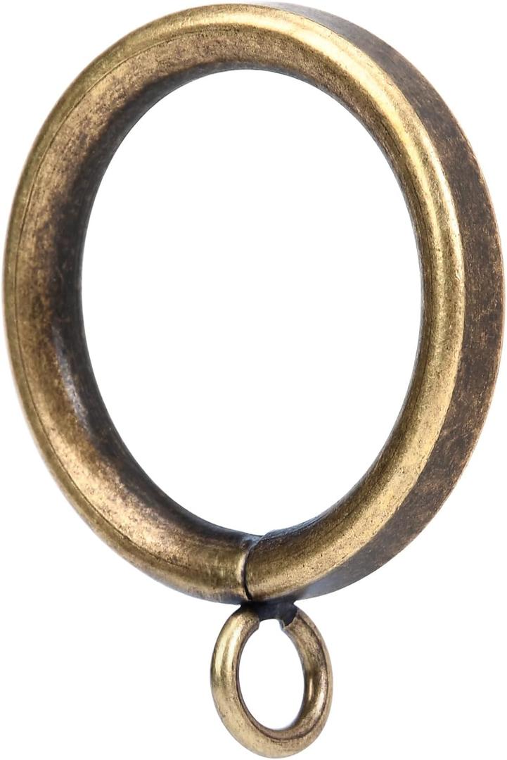 24Pcs 1.26-Inch Inner Diameter Metal Curtain Rings with Eyelets Half Circle Thick Wire Fits Up to 1.0 Inch Rod (Antique Brass-24pcs)