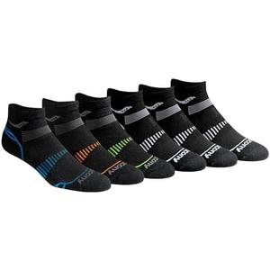 Saucony Men's Standard RunDry Mesh Ventilating Comfort Fit Performance Quarter Socks Fashion Black (6 Pairs) Large