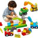 100+ Pcs Building Blocks Set with 4 Trucks, Gift for Kids Ages 3-6
