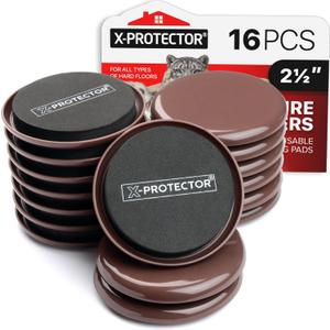 Furniture Sliders for Carpet X-PROTECTOR - 16 PCS Moving Pads 2 1/2" - Sliders for Furniture. Move Your Furniture Easily with Reusable Furniture Moving Sliders for Carpets!