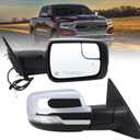 Right Passenger Side Mirror Compatible With 2019-2025 Ram 1500 With Power Folding Power Glass Heated Turn Signal Puddle Lights Blind Spot Chrome Replace#68276502AH(2+9Pins)