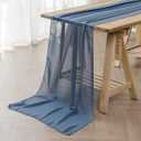 6Pack 9ft Chiffon Table Runner 14x108 Inch Sheer Romantic Table Runner for Wedding Birthday Party Bridal Shower Outdoor Decoration-Dusty Blue