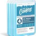 Cool Coolers by Fit + Fresh Slim Compact Reusable XL Ice Pack, Perfect for Lunch Boxes, Coolers, and Beach Bags (Clear Blue 4 PK)