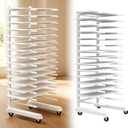 Colingmill 1 Pack 15 Tier Cabinet Doors Paint Drying Rack with Casters 16 in Rods 20 in Base White Powder Coated 15lbs/Shelf Iron Detachable Crossbars Space Saving for Painted Wood Panels Doors, 41 cm