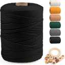Macrame Cotton Cord 3mm x 547yds, ZUEXT Natural Handmade Black Braided Cords 4 Strands Knitted Rope String for Craft Wall Hanging Weaving Tapestry Dream Catchers Hanger DIY Gift (500m)