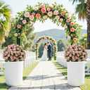 24" Artificial Potted Flowers, UV Resistant Faux Pink Roses for Outdoors