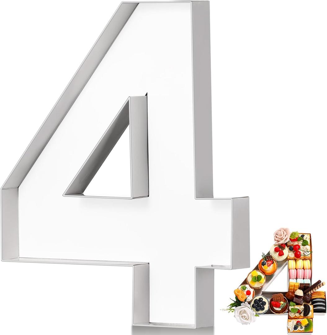 Mifoci 13.7" 2026 Cardboard Number for Charcuterie Graduation Photo Booth Props Birthday Party Anniversary Fillable Paper Mache Cupcake Chocolate Candy(Number 4,White)