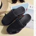 COFACE Womens Dressy Orthotic Sandals with Plantar Fasciitis Arch Support Ladies Breathable Woven Mesh Mules Lightweight Fashion Flats Sandles Comfortable Cushion Walking Slides