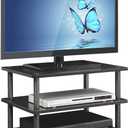 Furinno TURN-N-TUBE TV Stand, 3-Tier Corner Entertainment Center, Open Shelf Design TV Console for TV up to 25 Inch, Toolless Assembly, for Living Room, Bedroom, Blackwood