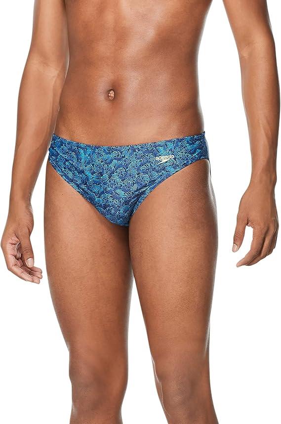 Speedo Men's Swimsuit Brief Creora Highclo Printed (36, Puzzle Ocean Depths)
