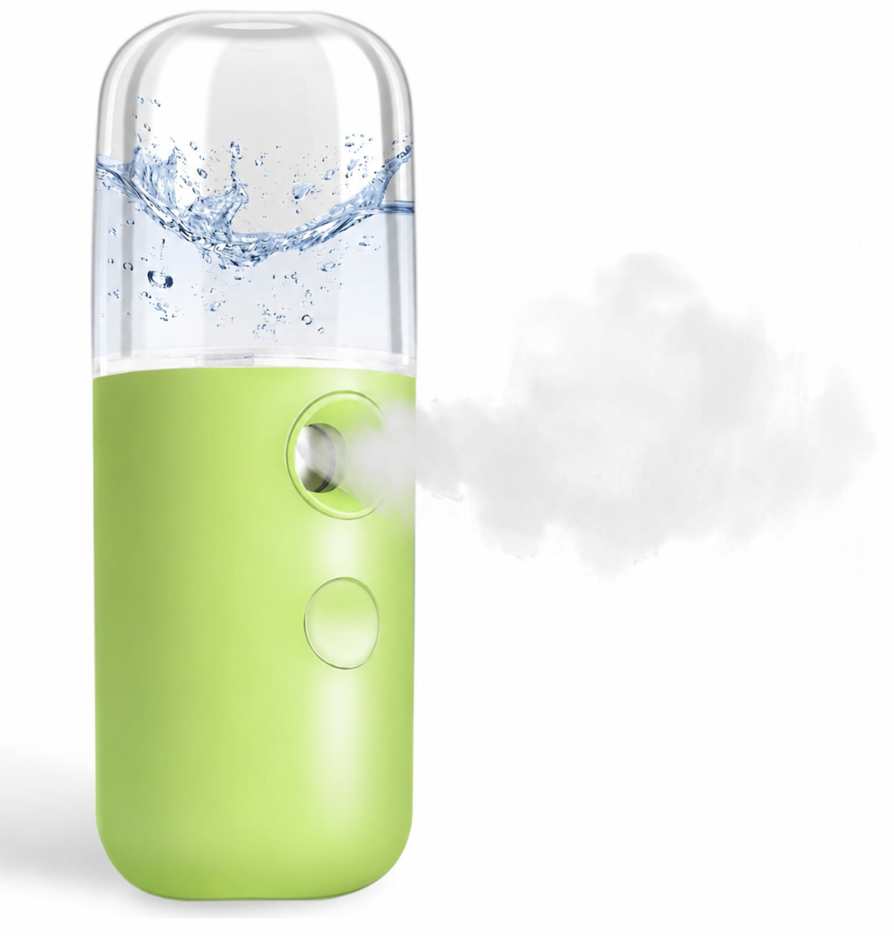 GIVERARE Nano Facial Steamer, Handy Mini Mister, USB Rechargeable Mist Sprayer, 25ml Visual Water Tank Moisturizing&Hydrating for Face, Daily Makeup, Skin Care, Eyelash Extensions-Lime Green, Pack Of 3