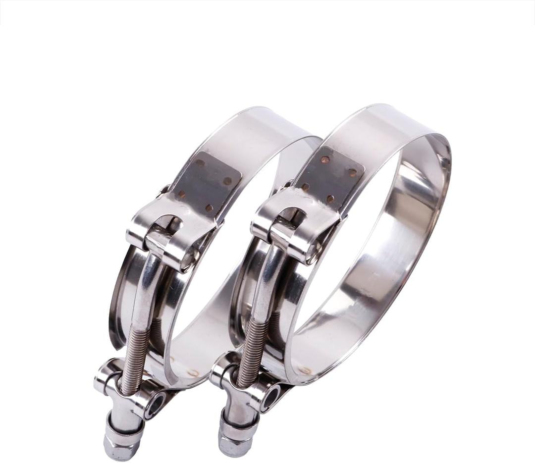 2Pcs Stainless Steel T-Bolt Hose Clamps,Clamp Range 2.52"-2.80"(64-71mm) Turbo Intake hose Clamps(Clamp Range 2.52"-2.80")